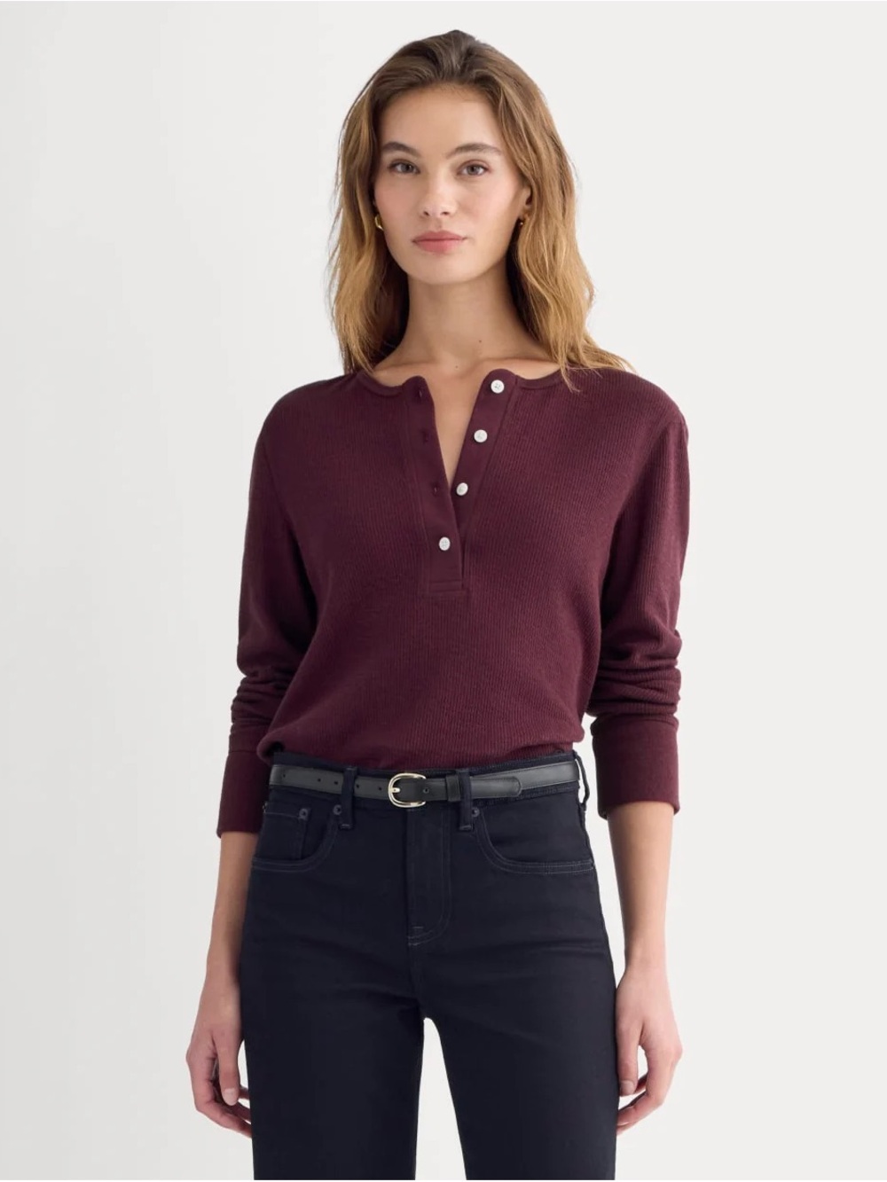 Everlane Boxy Henley in Cozy Waffle